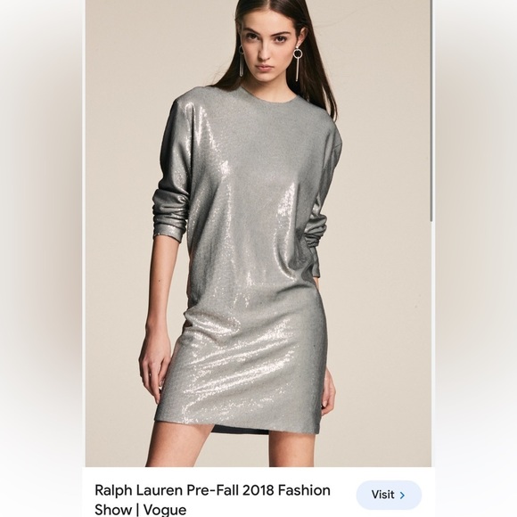 NWT Ralph Lauren Purple Label Runway Collection Silver Sequin Sheath Dress 8 - Picture 4 of 15